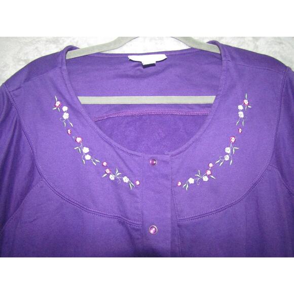 VTG Only Necessities Women’s 3X Purple Floral Embroidered Lounger House Dress - Picture 2 of 10